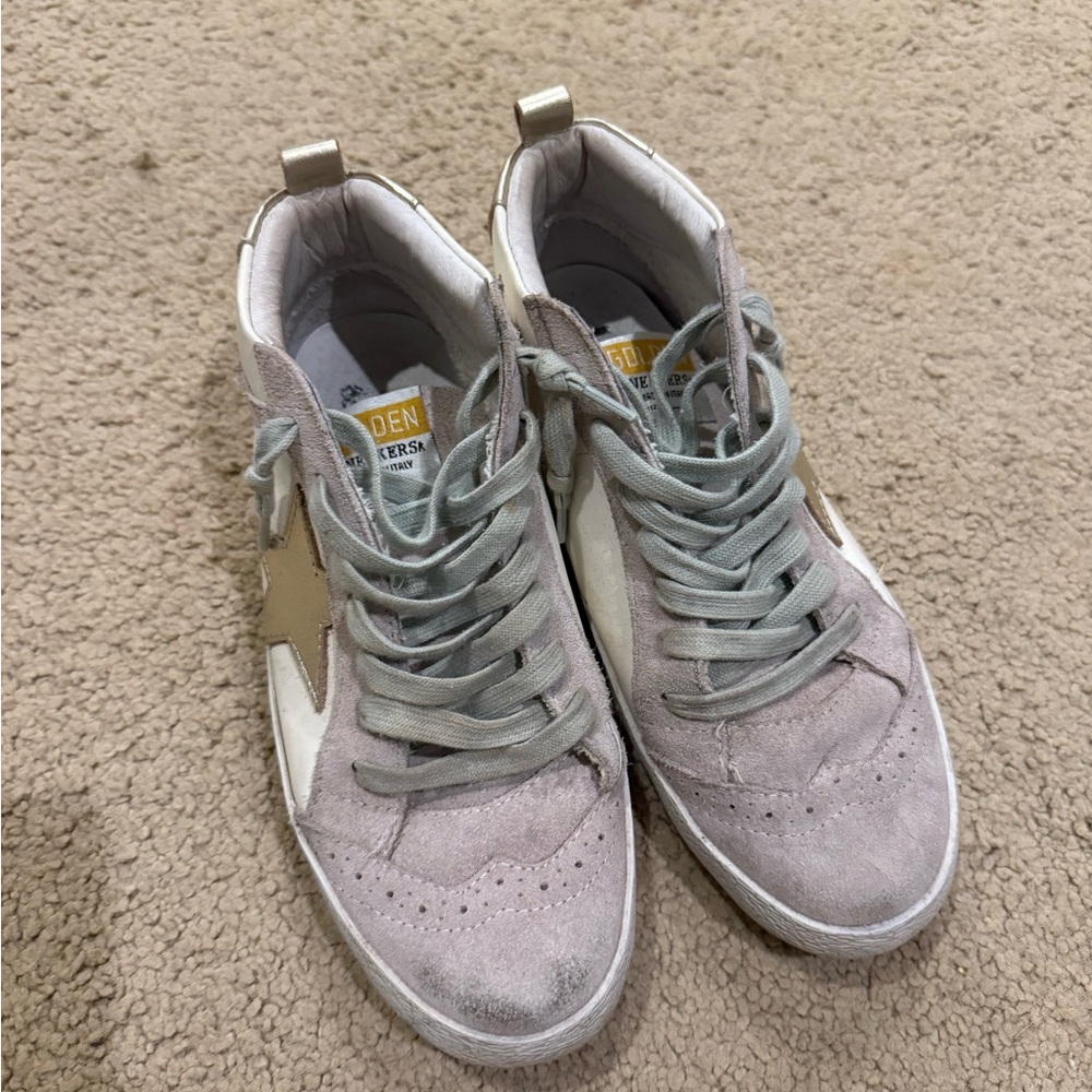 Golden Goose Gray and Tan Sneakers